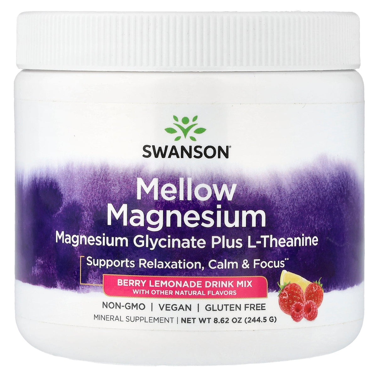 Swanson Vitamins, Mellow Magnesium Drink Mix, Berry Lemonade, 8.62 oz (244.5 g)