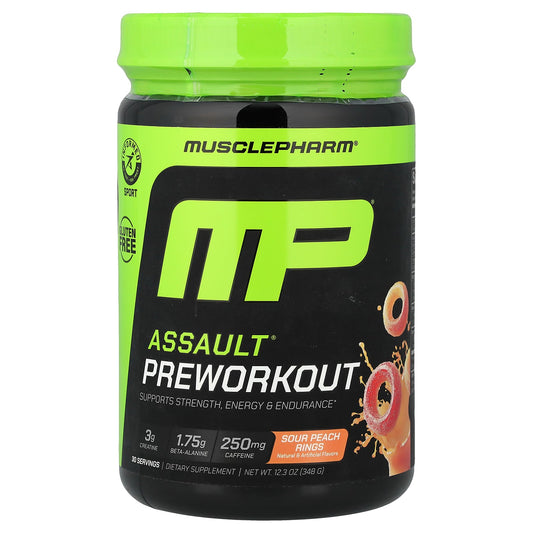 MusclePharm, Assault® Preworkout, Sour Peach Rings, 12.3 oz (348 g)