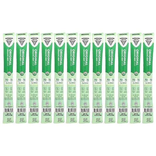 Mission Meats, Original Organic Beef Stick, 12 Sticks, 0.75 oz (21 g) Each