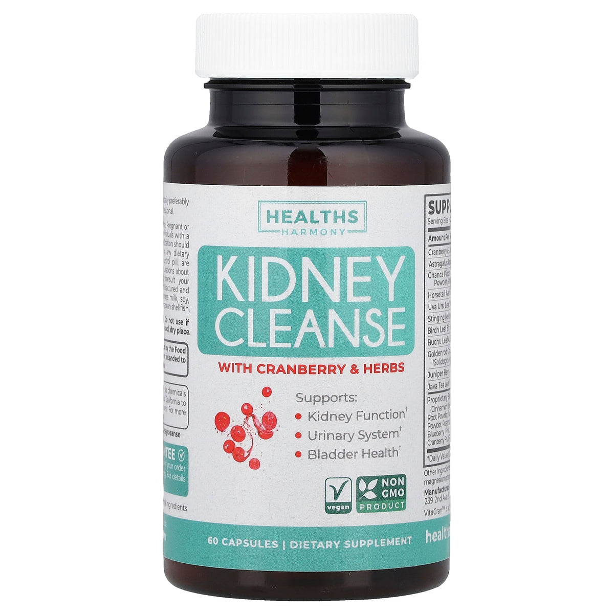 Healths Harmony, Kidney Cleanse With Cranberry & Herbs, 60 Capsules
