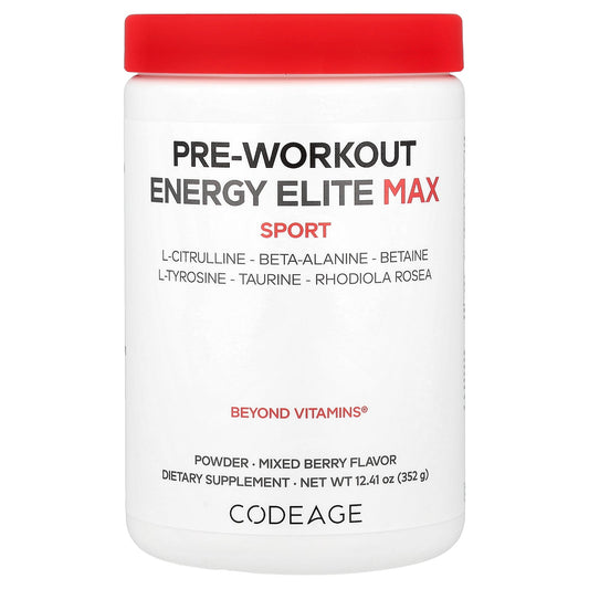 Codeage, Sport, Pre-Workout Energy Elite Max, Mixed Berry, 12.41 oz (352 g)