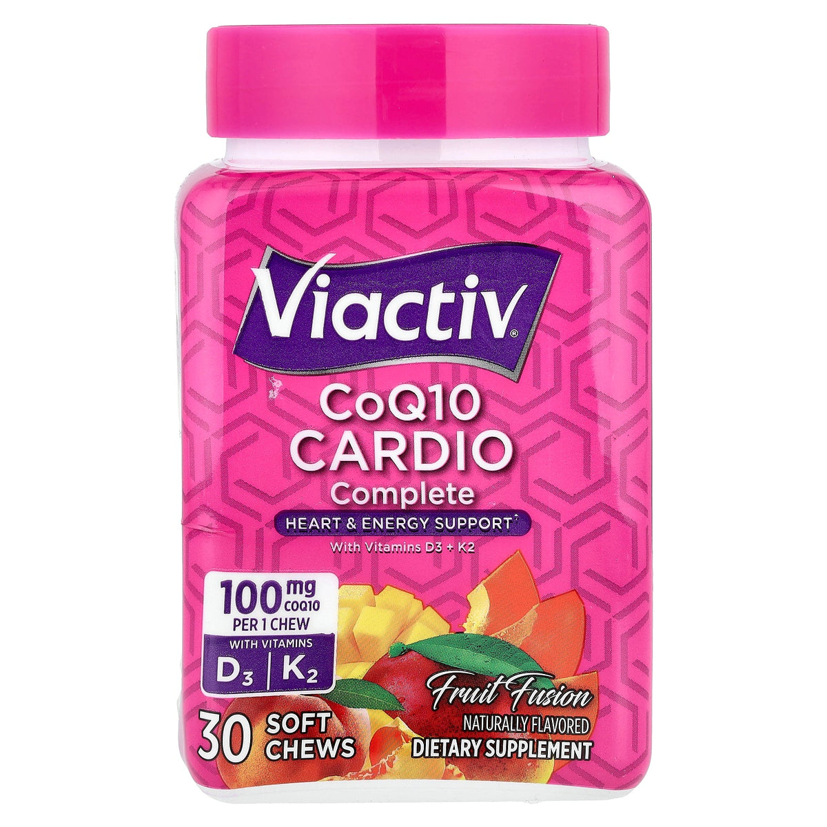 Viactiv, CoQ10 Cardio Complete With Vitamins D3 + K2, Fruit Fusion, 30 Soft Chews
