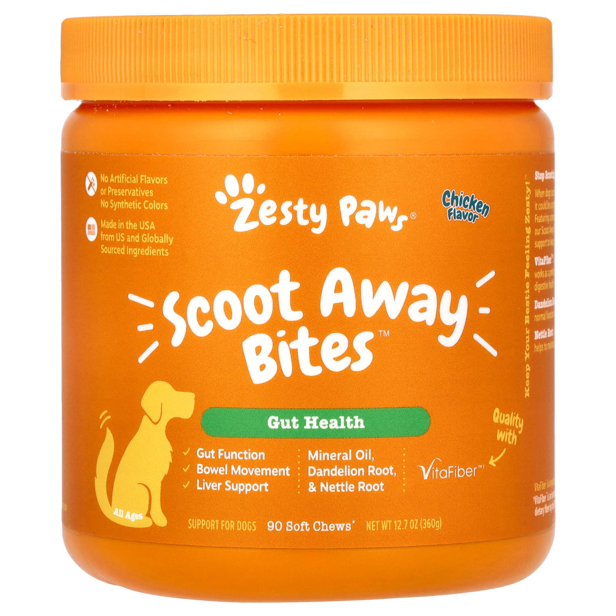 Zesty Paws, Scoot Away Bites, For Dogs, All Ages, Chicken, 90 Soft Chews, 12.7 oz (360 g)