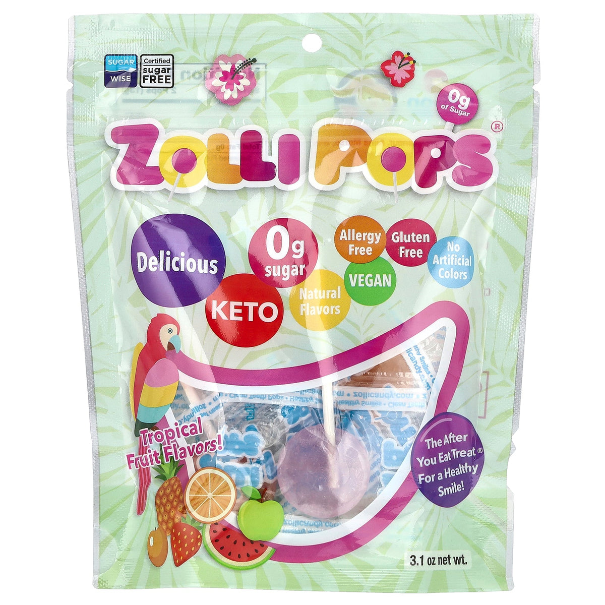 Zollipops, Original Clean Teeth Candy®, Tropical Fruit Flavors, 3.1 oz