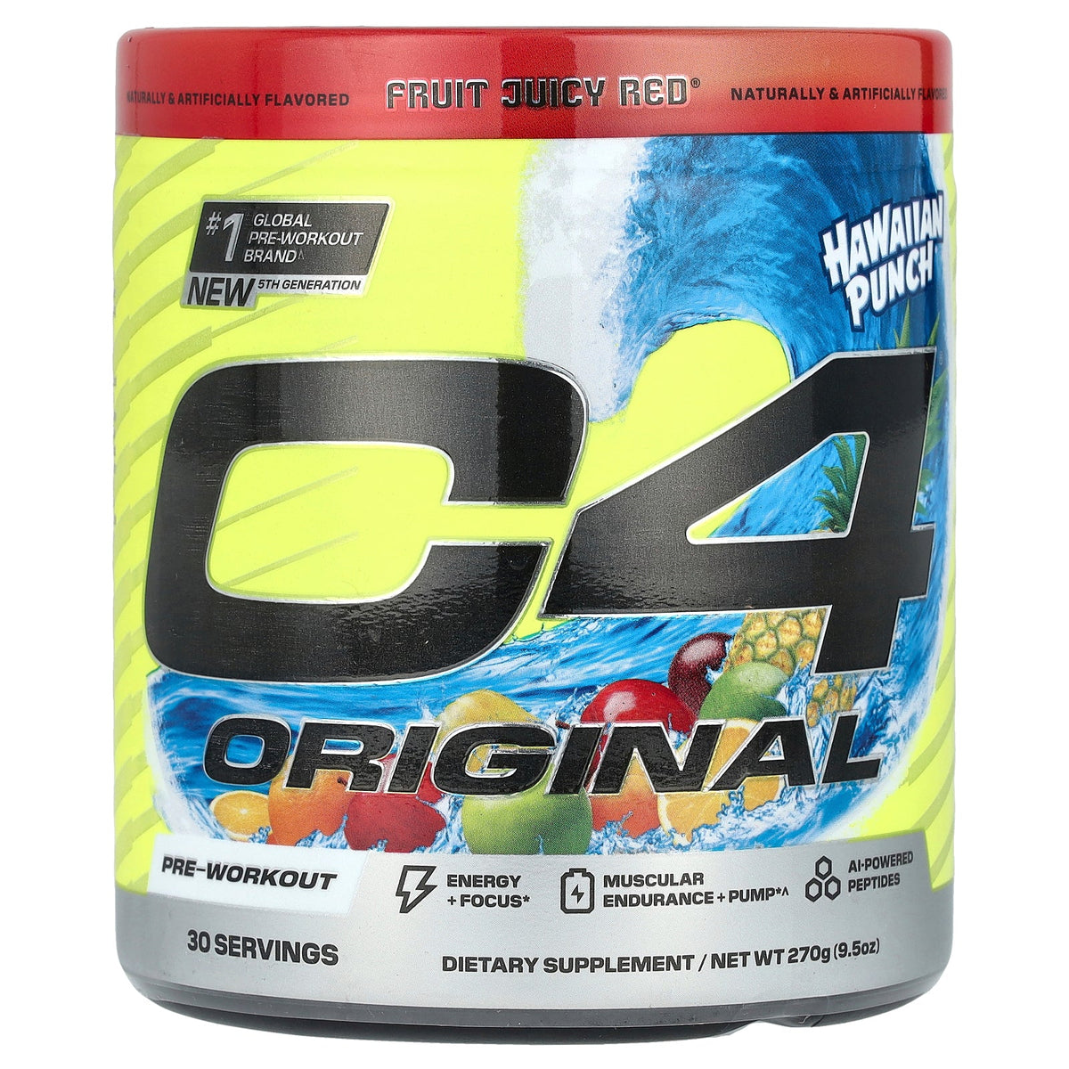 C4 / Cellucor, C4® Original, Pre-Workout, Hawaiian Punch®, Fruit Juicy Red®, 9.5 oz (270 g)