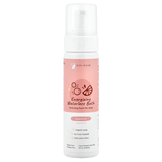 Kin+Kind, Energizing Waterless Bath, Cleansing Foam For Dogs, Grapefruit , 8 fl oz (236 ml)