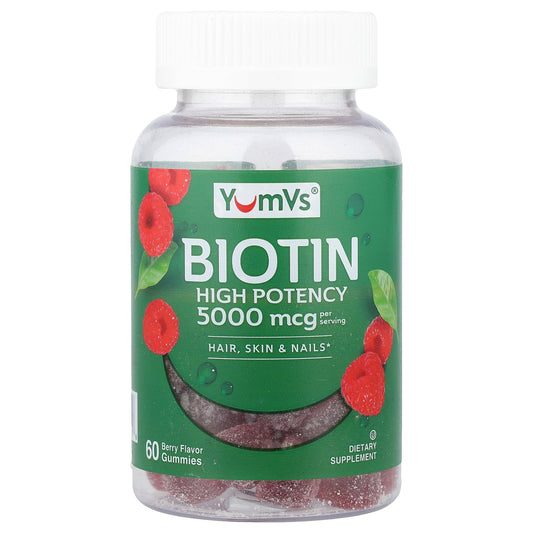 YumVs, Biotin Gummies, High Potency, Berry, 60 Gummies (2,500 mcg per Gummy)