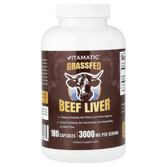 Vitamatic, Grassfed Beef Liver, 180 Capsules (500 mg per Capsule)