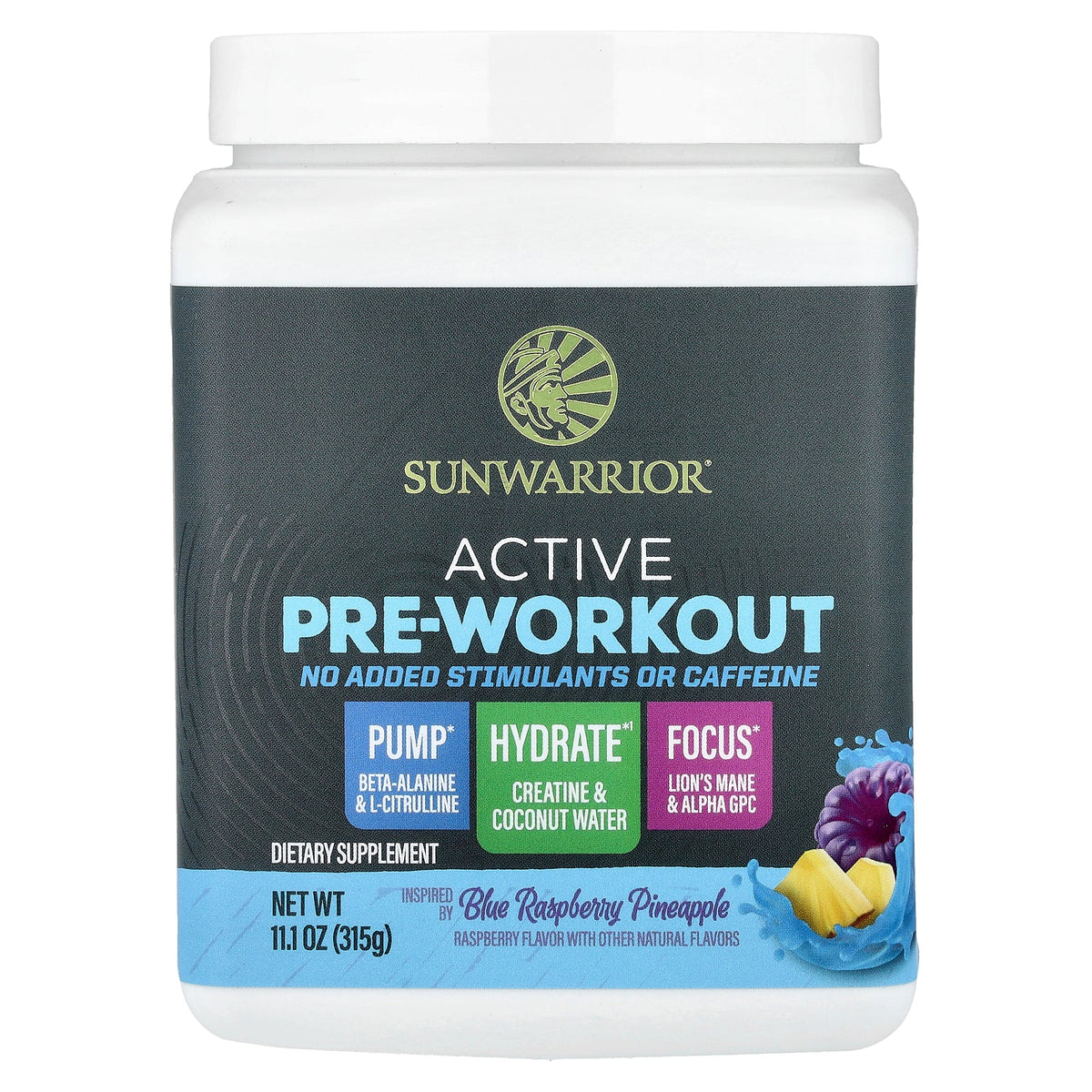 Sunwarrior, Active Pre-Workout, Blue Raspberry Pineapple, 11.1 oz (315 g)