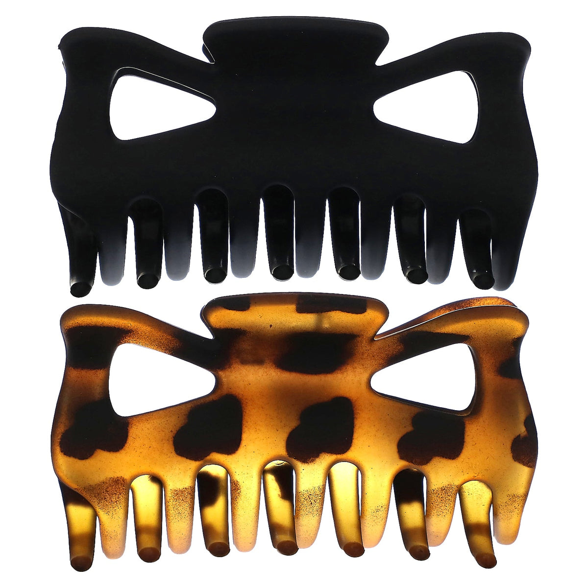 Kitsch, Large Claw Clips, Black & Tort, 2 Clips