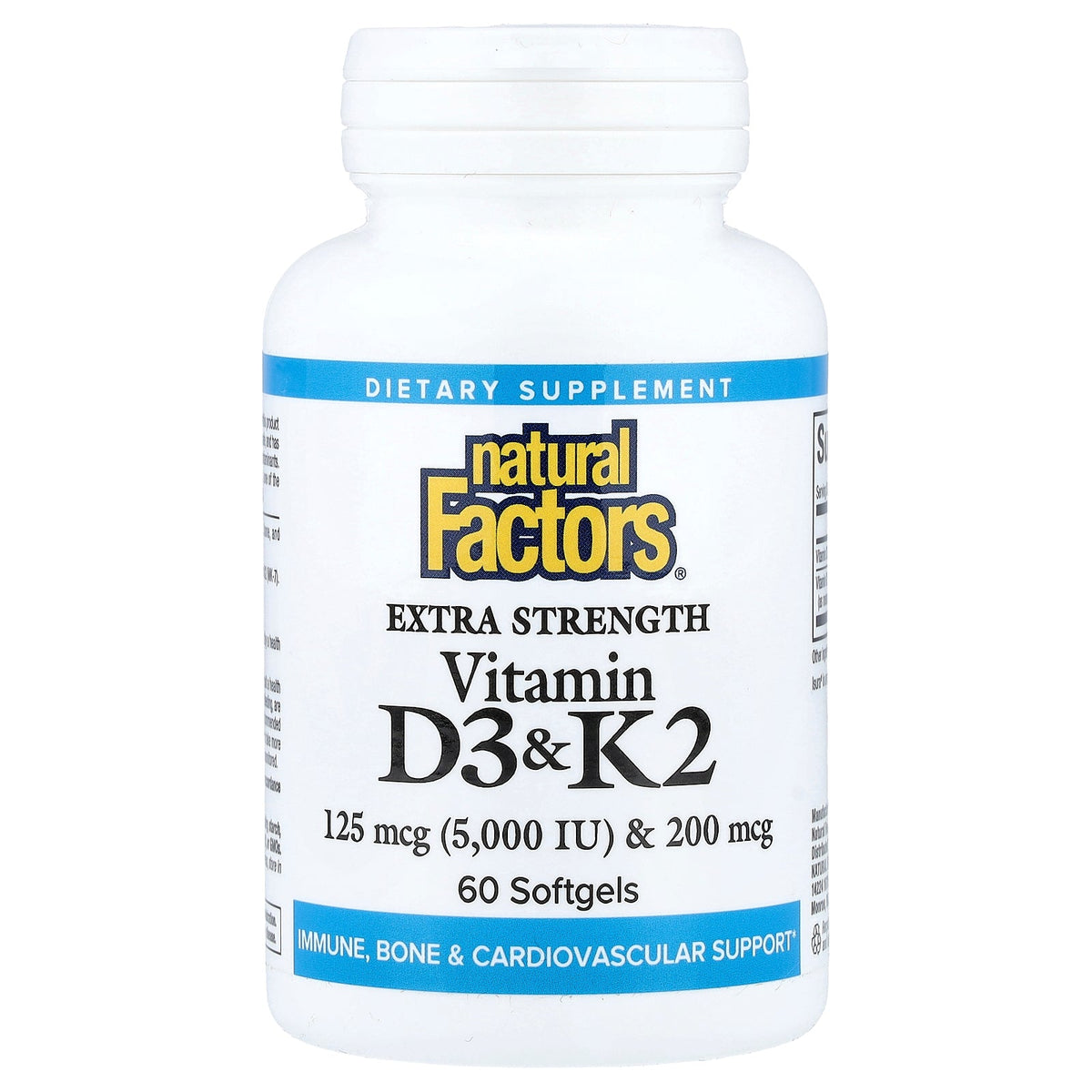 Natural Factors, Vitamin D3 & K2, 60 Softgels