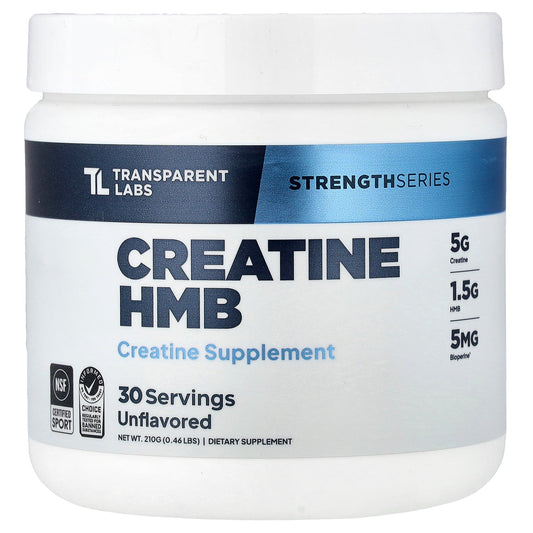 Transparent Labs, Strength Series, Creatine HMB, Unflavored, 0.46 lb (210 g)
