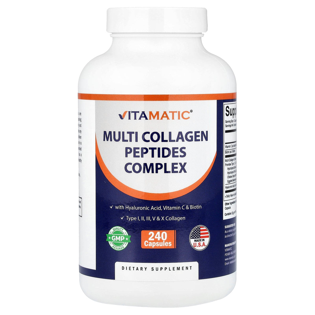 Vitamatic, Multi Collagen Peptides Complex, 240 Capsules