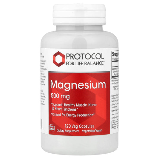 Protocol for Life Balance, Magnesium, 500 mg, 120 Veg Capsules