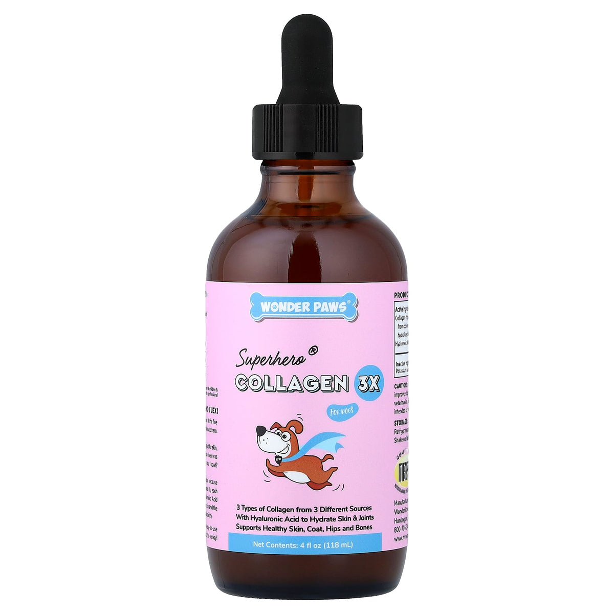 Wonder Paws, Superhero® Collagen 3X, For Dogs, 4 fl oz (118 ml)