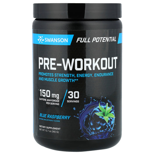 Swanson Vitamins, Full Potential Pre-Workout, Blue Raspberry, 12.7 oz (360 g)