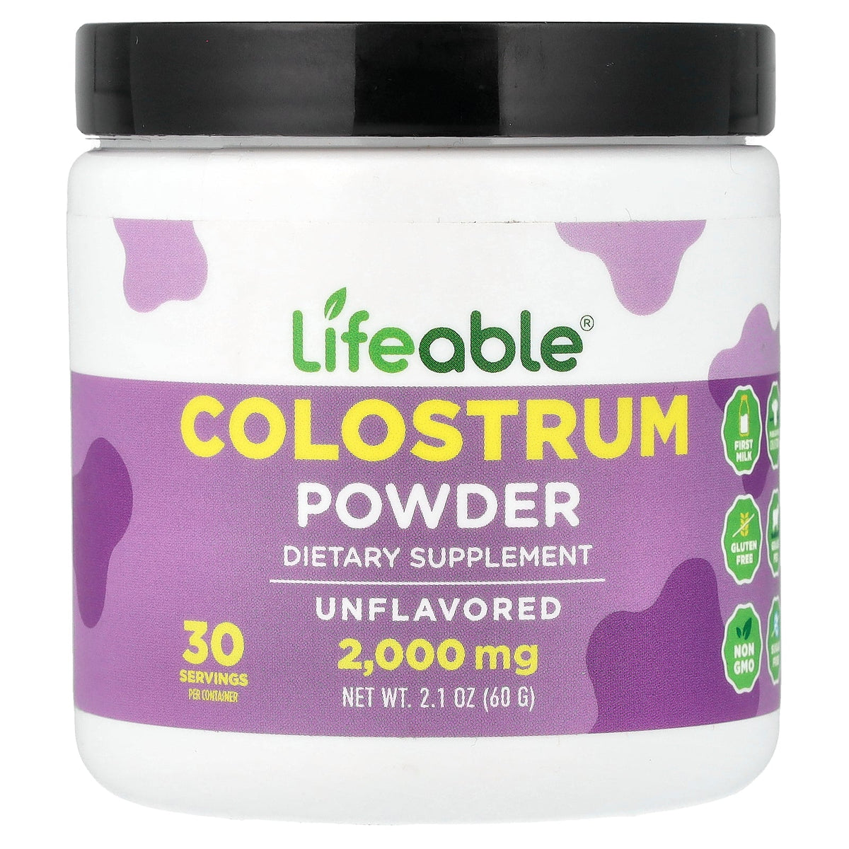 Lifeable, Colostrum Powder, Unflavored, 2.1 oz (60 g)