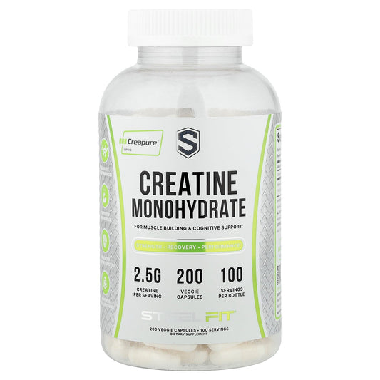 SteelFit, Creatine Monohydrate, 200 Veggie Capsules (1,250 mg per Capsule)