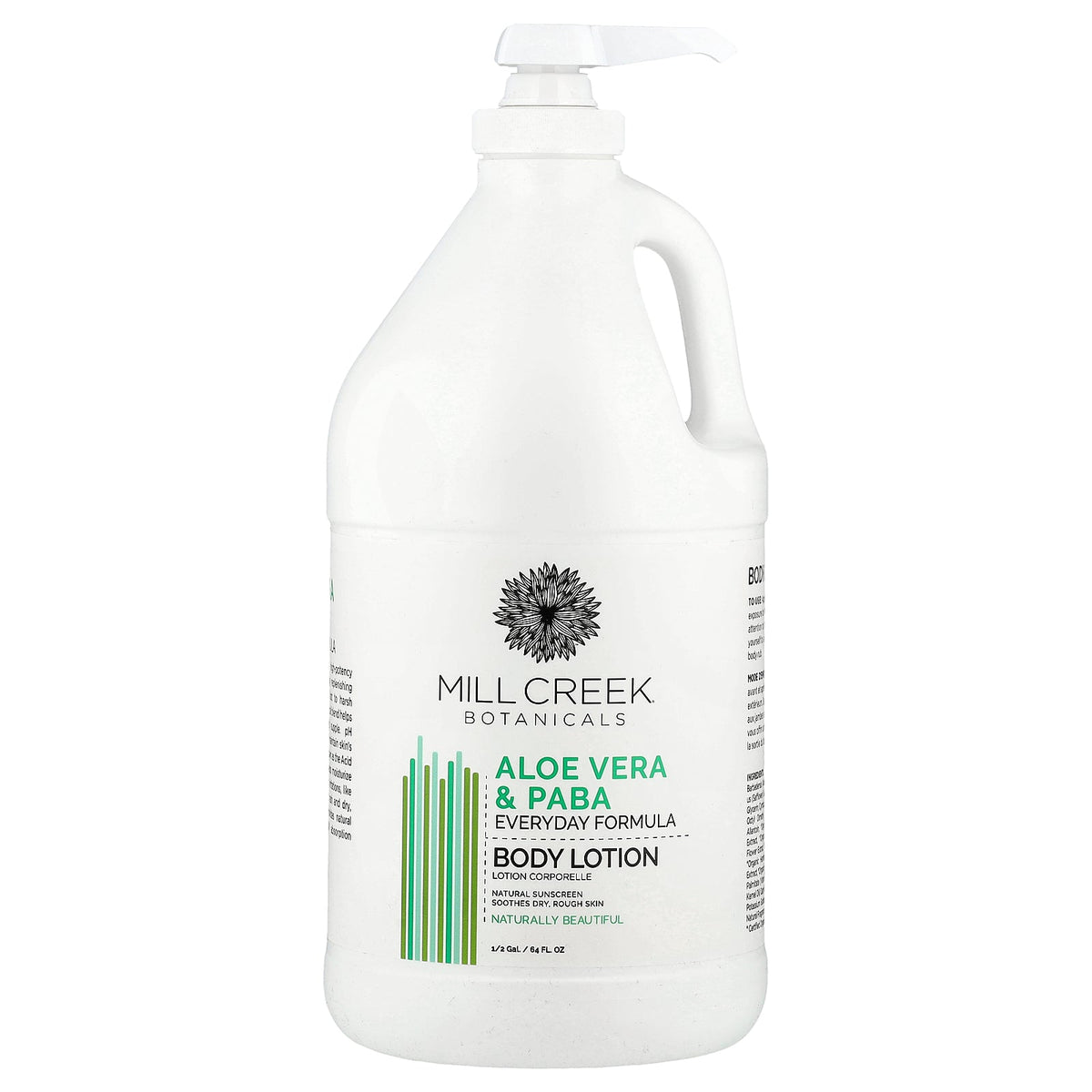 Mill Creek Botanicals, Aloe Vera and Paba Body Lotion, 1/2 Gallon (64 fl oz)