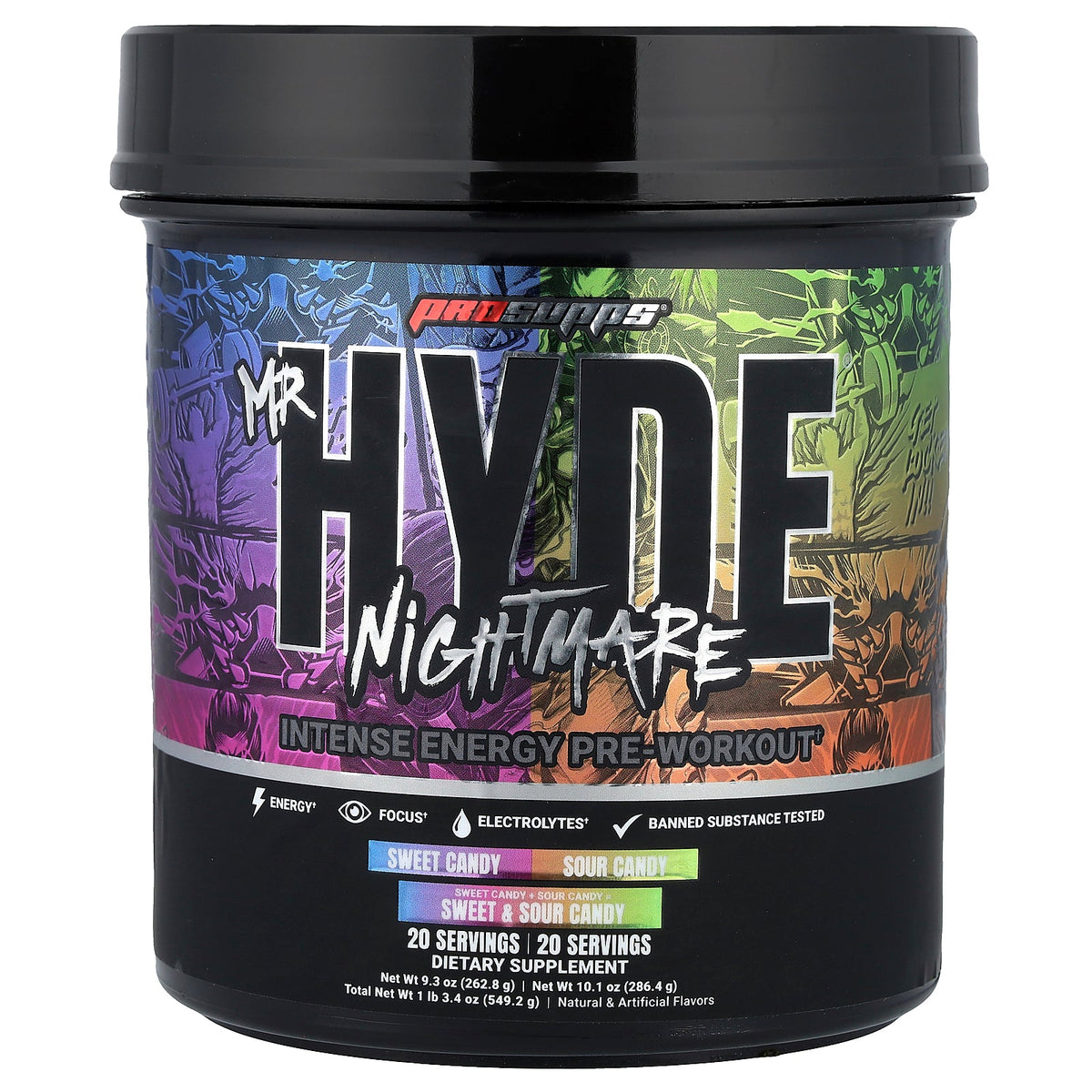ProSupps, Mr. Hyde Nightmare, Intense Energy Pre-Workout, Sweet & Sour Candy, 1 lb 3.4 oz ( 549.2 g)