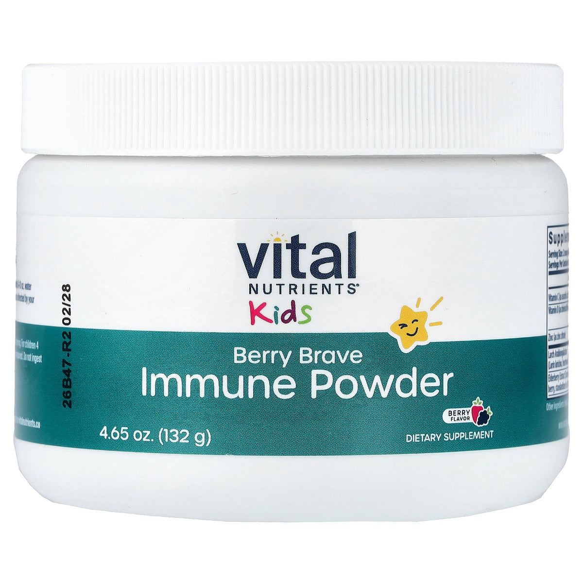 Vital Nutrients, Kids, Berry Brave Immune Powder, Berry, 4.65 oz (132 g)