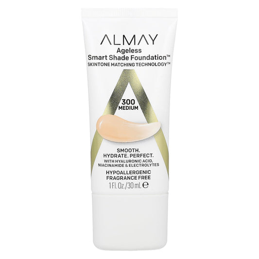Almay, Ageless Smart Shade Foundation, 300 Medium, 1 fl oz (30 ml)
