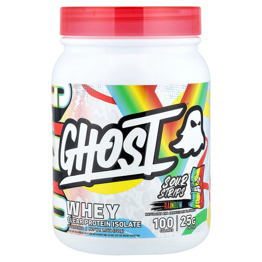 Ghost, Whey, Clear Protein Isolate, Sour Strips® Rainbow, 1.54 lb (700 g)