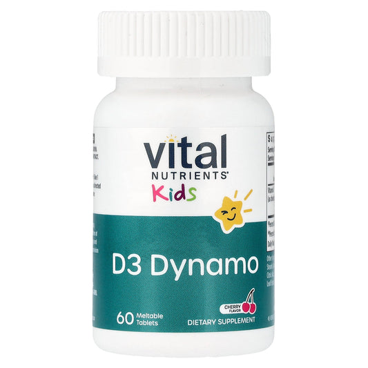 Vital Nutrients, Kids, D3 Dynamo, Cherry, 60 Meltable Tablets (10 mcg per Tablet)