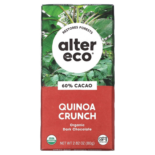 Alter Eco, Organic Dark Chocolate Bar, Quinoa Crunch, 60% Cacao, 2.82 oz (80 g)