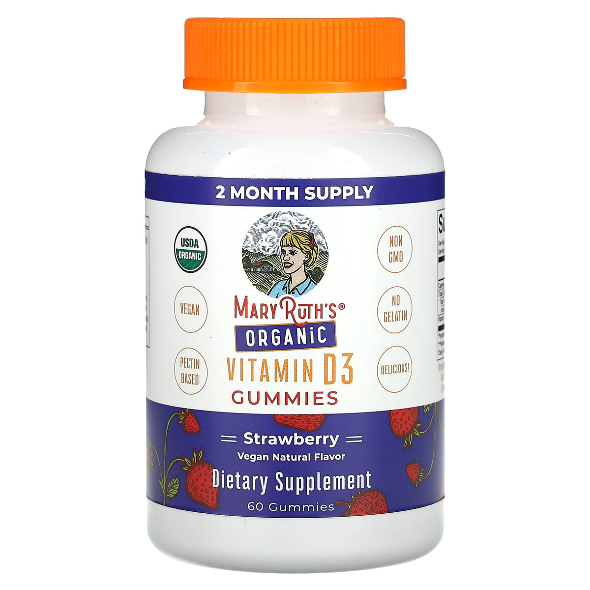 MaryRuth's, Organic Vitamin D3 Gummies, Strawberry, 60 Gummies (25 mcg per Gummy)
