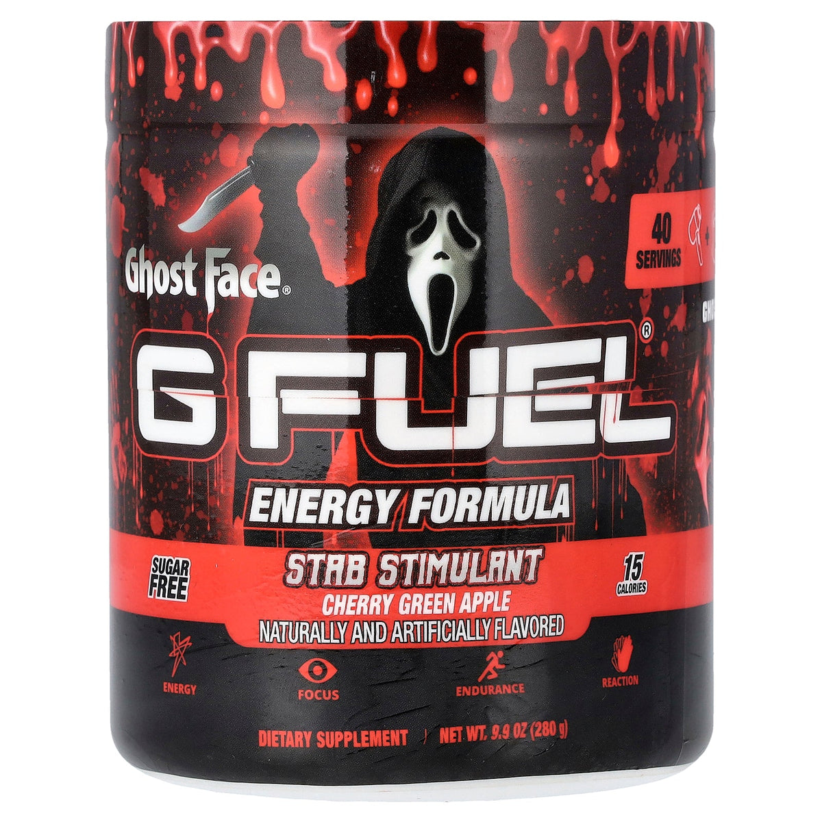 G FUEL, Energy Formula, Ghost Face®, Cherry Green Apple, 9.9 oz (280 g)