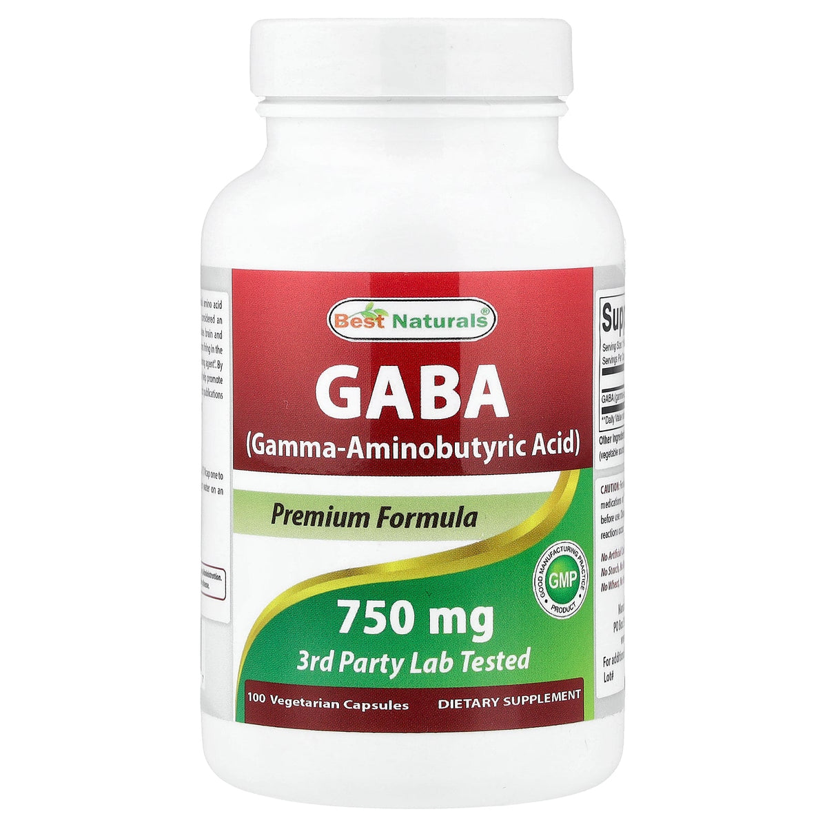 Best Naturals, GABA, 750 mg, 100 Vegetarian Capsules