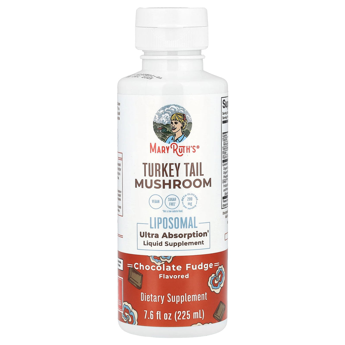 MaryRuth's, Turkey Tail Mushroom Liposomal, Chocolate Fudge, 7.6 fl oz (225 ml)