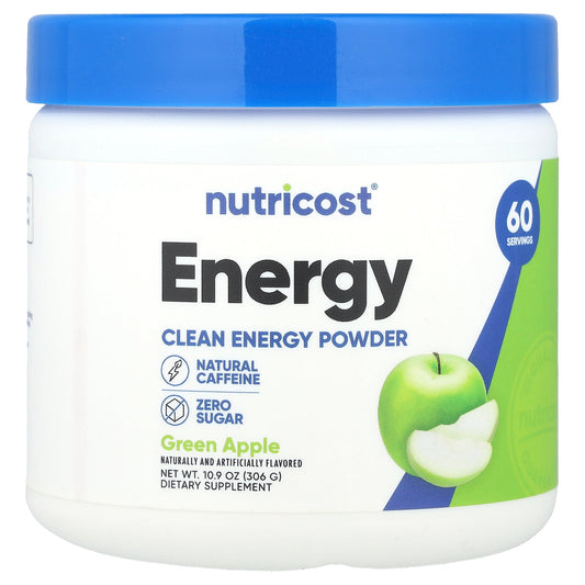 Nutricost, Energy, Clean Energy Powder, Green Apple, 10.9 oz (306 g)