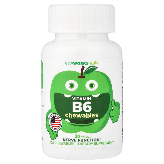 VitaWorks, Kids, Vitamin B6 Chewables, Green Apple, 120 Chewables (10 mg per Chewable)