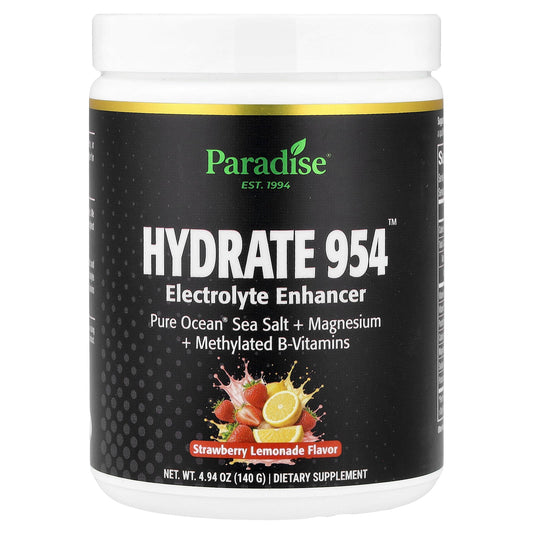 Paradise Herbs, Hydrate 954™, Electrolyte Enhancer, Strawberry Lemonade, 4.94 oz (140 g)