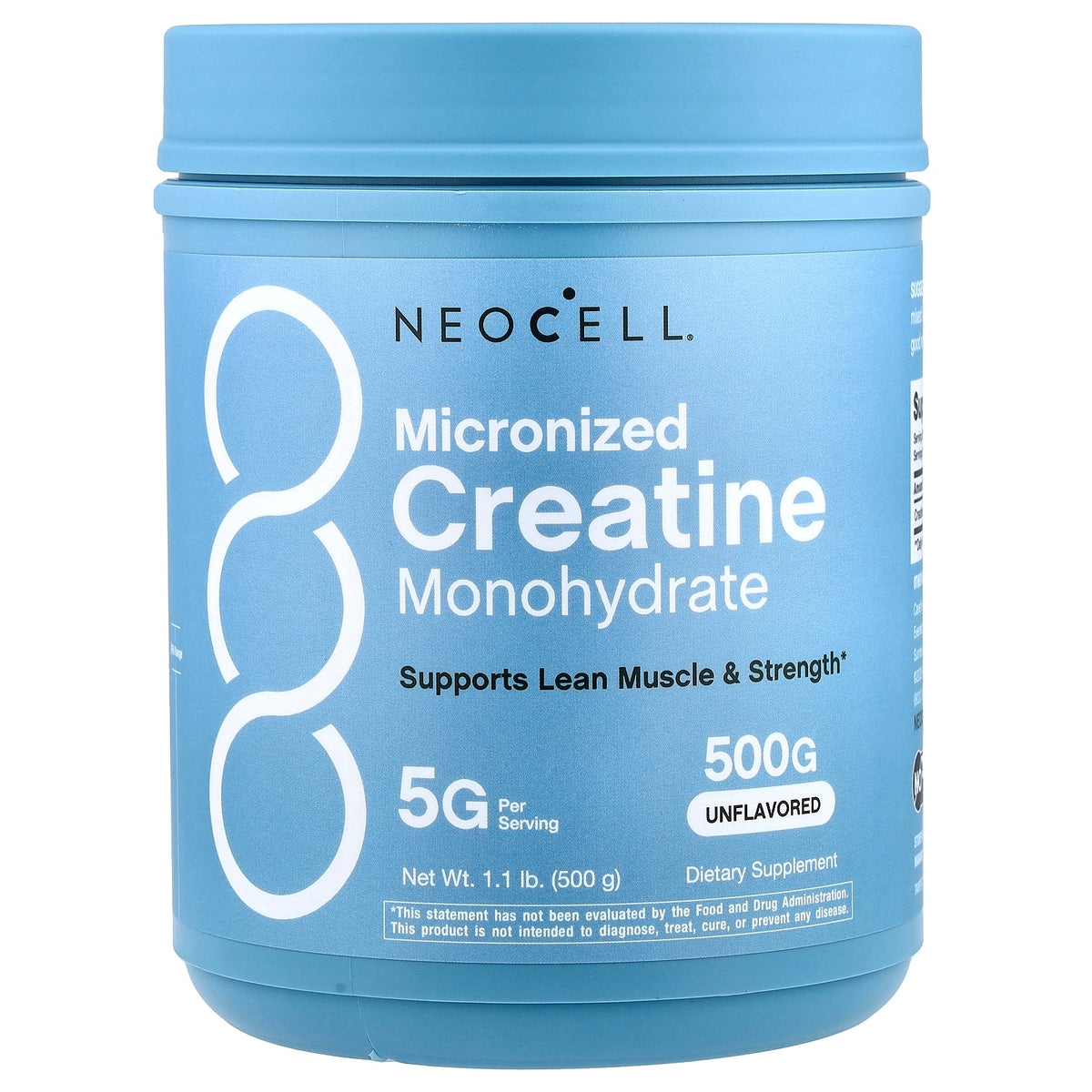 NeoCell, Micronized Creatine Monohydrate, Unflavored, 1.1 lb (500 g)