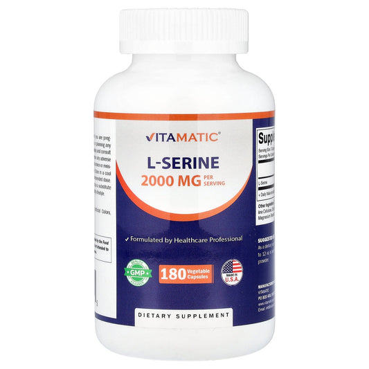 Vitamatic, L Serine, 180 Vegetable Capsules (666 mg per Capsule)