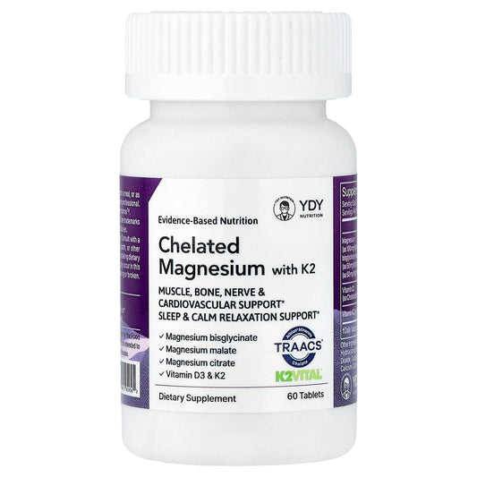 YDY, Chelated Magnesium with K2, 60 Tablets
