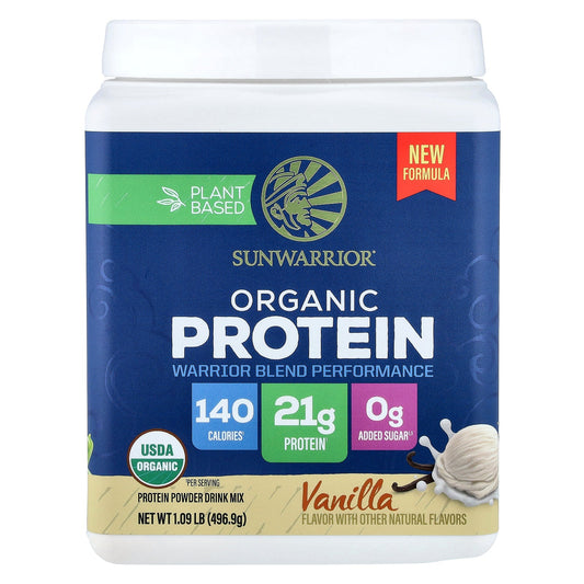Sunwarrior, Plant Based Organic Protein, Vanilla, 1.09 lb (496.9 g)