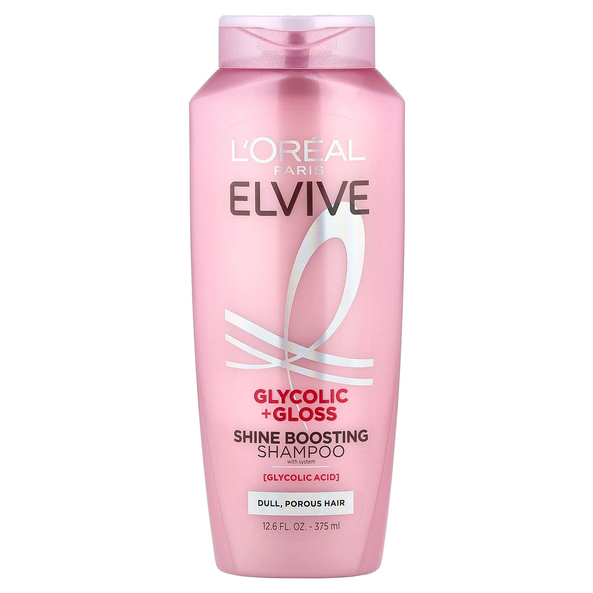 L'Oréal, Elvive, Glycolic + Gloss, Shine Boosting Shampoo With System, Dull, Porous Hair, 12.6 fl oz (375 ml)
