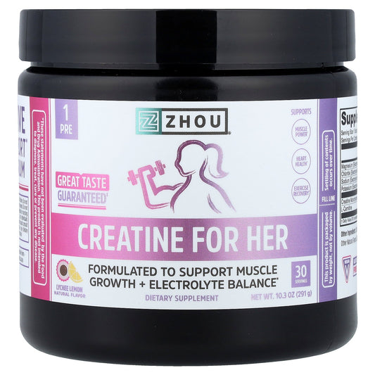 Zhou Nutrition, Creatine For Her, Lychee Lemon, 10.3 oz (291 g)