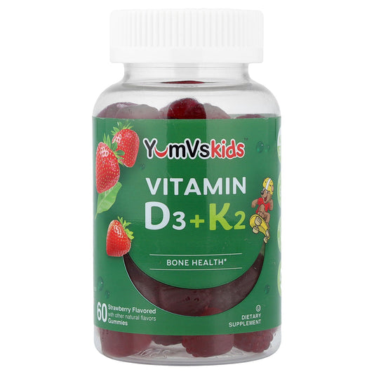 YumVs, Kids, Vitamin D3 + K2 Gummies, Strawberry, 60 Gummies