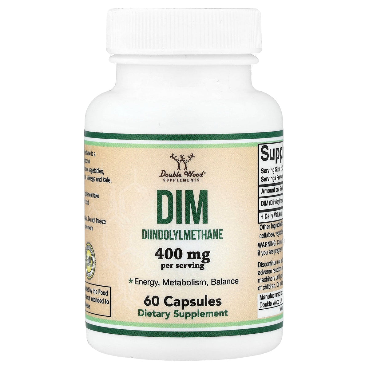 Double Wood Supplements, DIM, 60 Capsules (200 mg per Capsule)