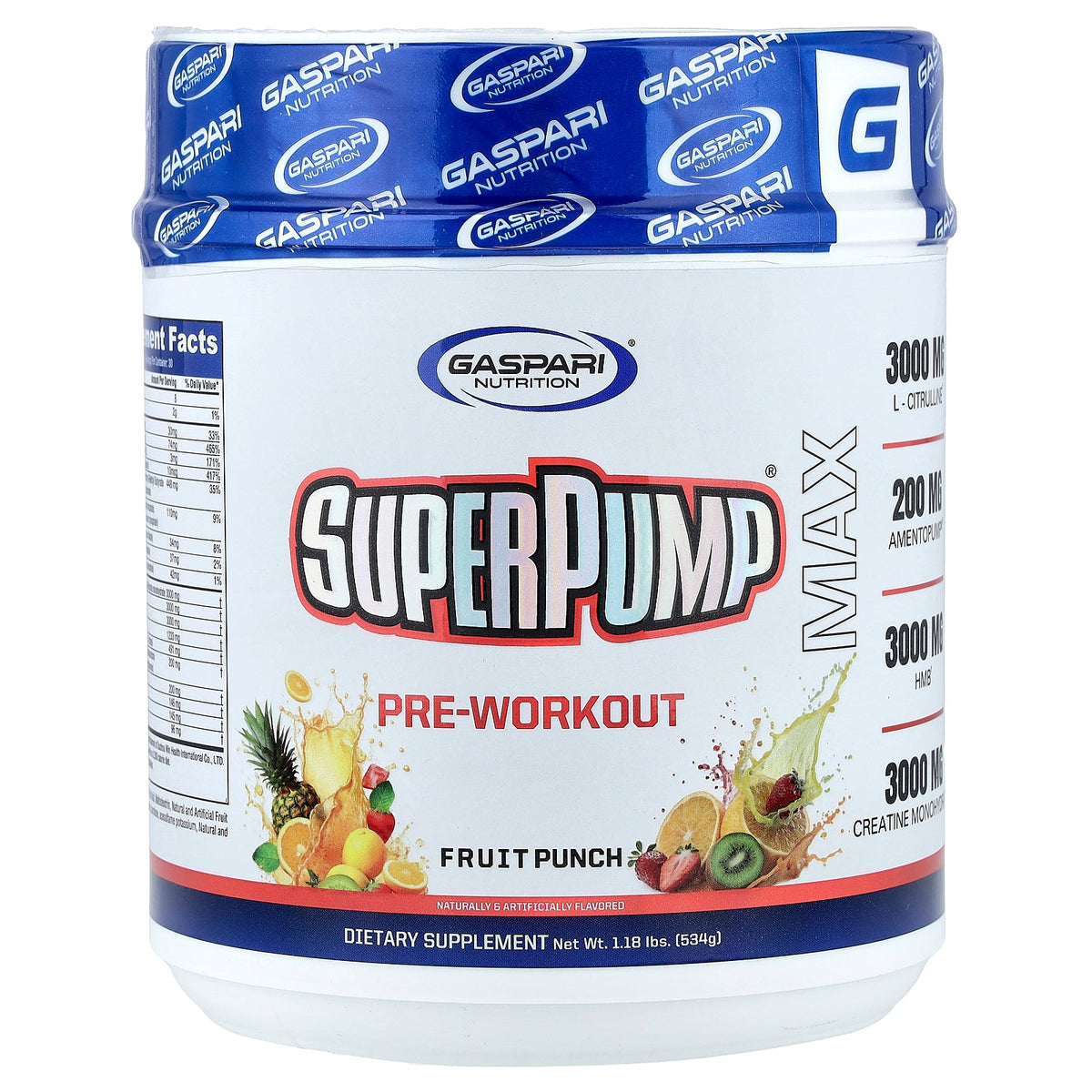 Gaspari Nutrition, SuperPump® Max, Pre-Workout, Fruit Punch, 1.18 lbs (534 g)