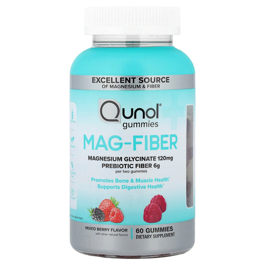 Qunol, Mag-Fiber Gummies, Mixed Berry, 60 Gummies
