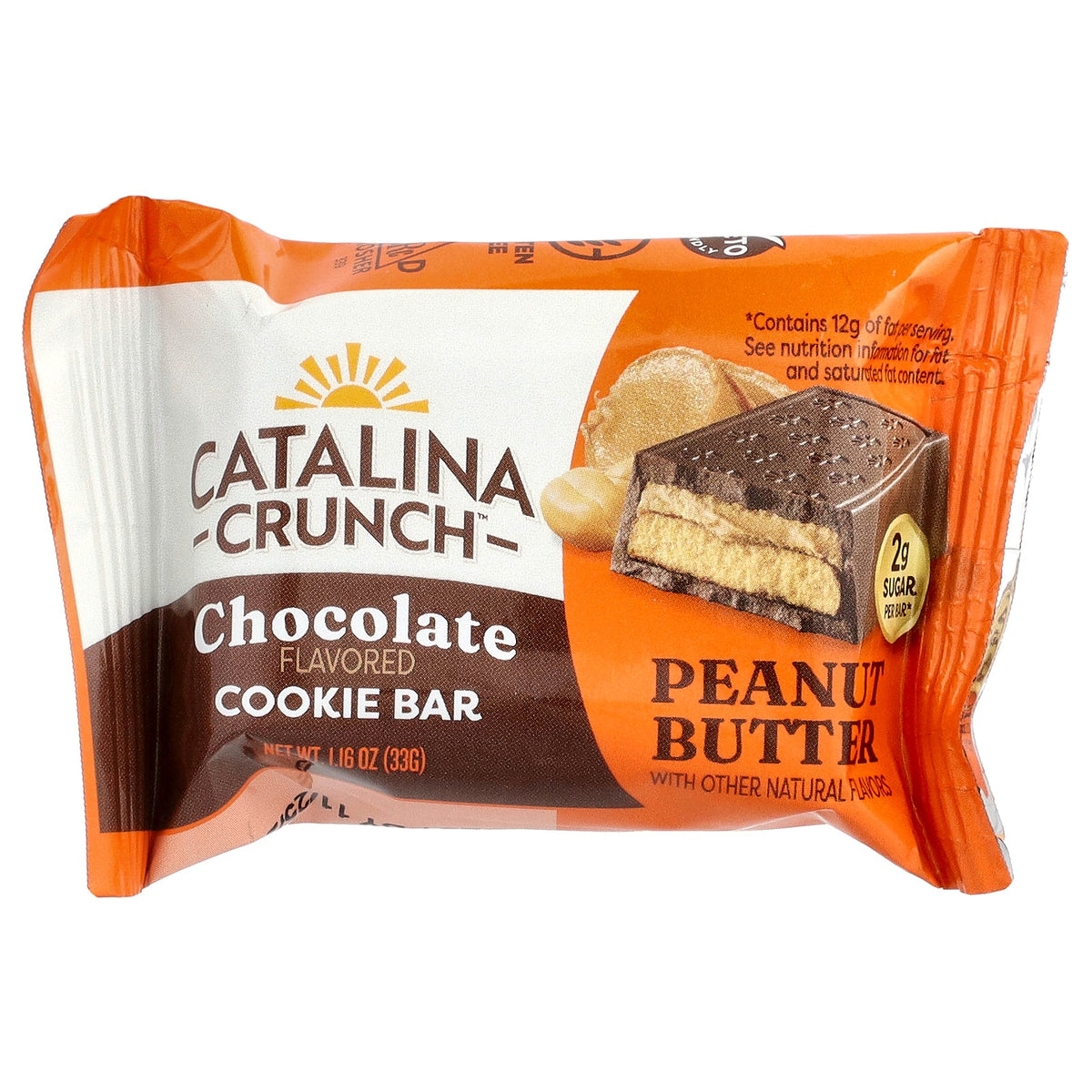 Catalina Crunch, Chocolate Cookie Bar, Peanut Butter, 4 Bars, 1.16 oz (33 g) Each