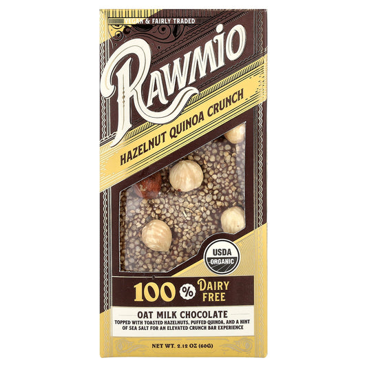 Rawmio, Oat Milk Chocolate, Hazelnut Quinoa Crunch, 2.12 oz (60 g)