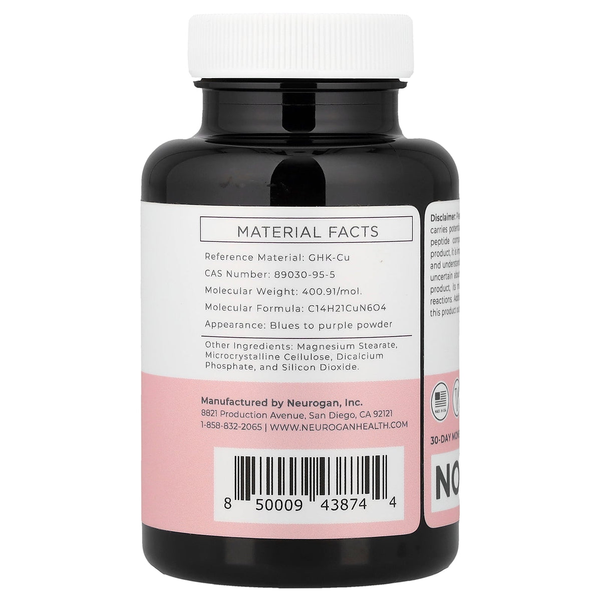 Neurogan Health, GHK-Cu Copper Peptide, 120 mcg, 60 Tablets