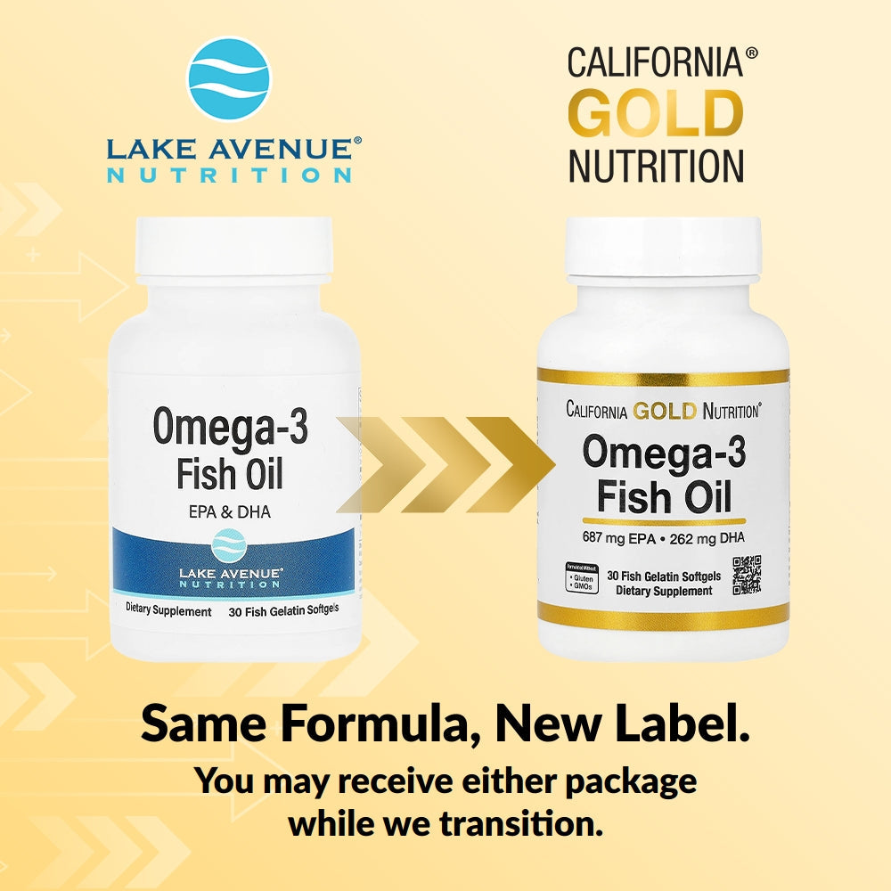California Gold Nutrition, Omega-3 Fish Oil, 30 Fish Gelatin Softgels (1,250 mg per Softgel)